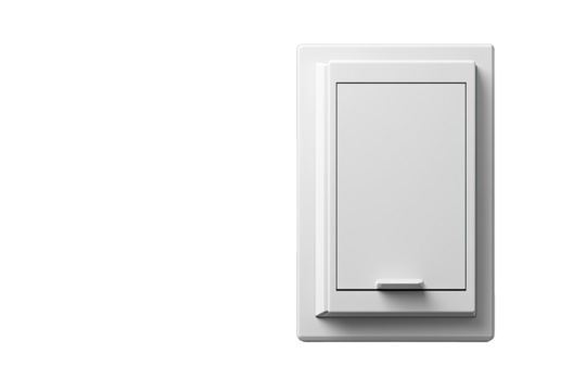 White wall switch, rectangular, simple
