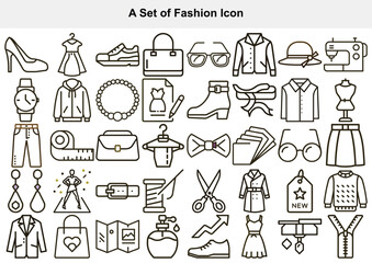 Linear Fashion Icons Clothing, Accessories, and Design Elements for Style and Boutique Promotion
