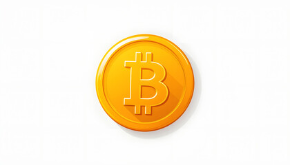 Realistic Bitcoin Gold Coin Isolated on Clean White Background, Cryptocurrency Investment Concept, Blockchain Financial Technology, 3D Digital Illustration