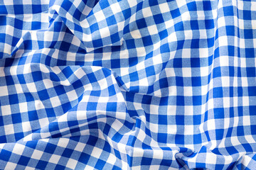 Blue and White Checkered Fabric Texture for Design and Background