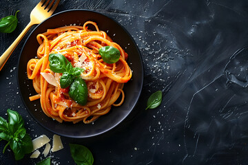 Artisanal pasta nest with parmesan and herbs