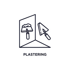 Creative Plastering Company Logo With Wall Corner and Trowel Tool