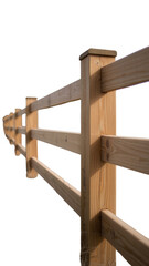 Fototapeta premium Rural wooden fence post detail against blue sky