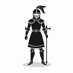 Obraz premium Crusade Knight Image Vector. Crusader knight illustration Black and White Image vector.