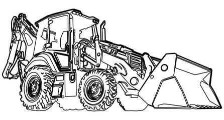 Heavy Construction Vehicle Line Vector Art