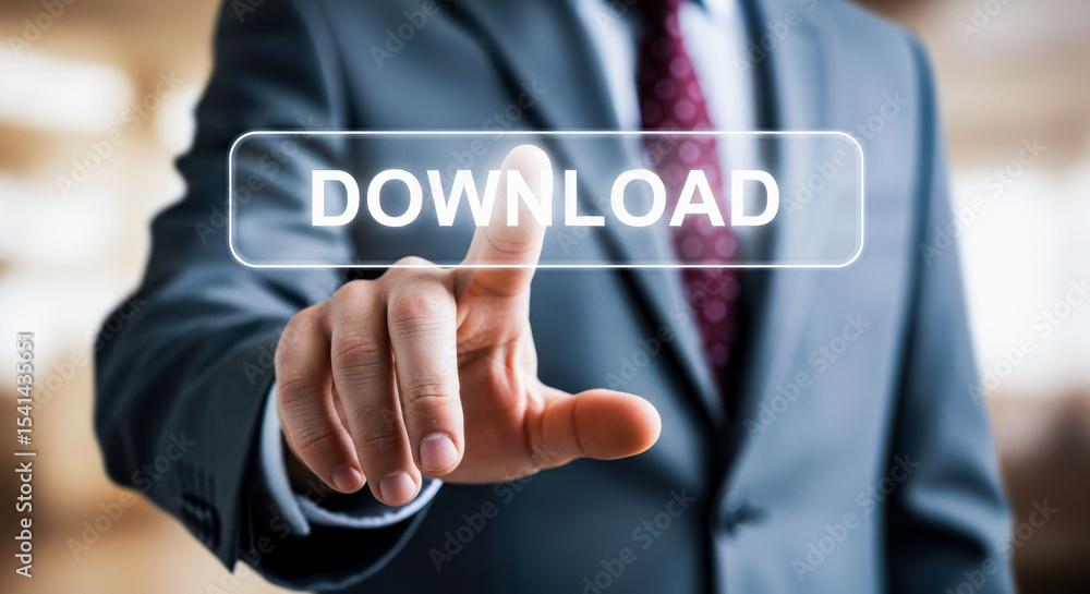 Aufkleber download button click online business technology concept internet website file access now