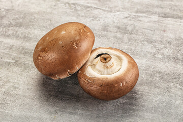Raw brown champignon for cooking