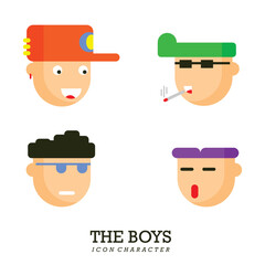 boy face flat icon character vector illustration head for animation