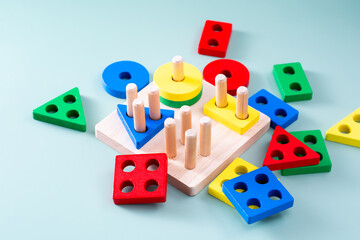 Colorful Wooden Shape Sorting Toy for Children Learning and Play