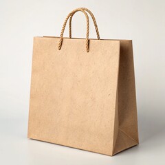 a kraft paper bag with rope handles, perfect for shopping or gifting. it is eco friendly, recycled, and reusable. great for retail packaging, branding, or promotional events. 
