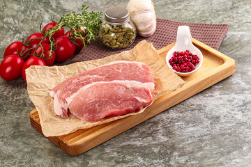 Raw pork steak for cooking