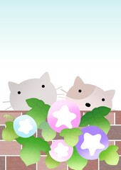 アサガオとネコの背景〈ハガキ〉　B