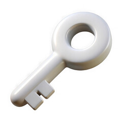 White 3d key icon isolated on transparent background