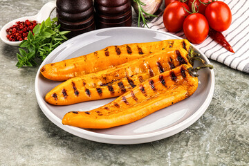 Grilled yellow ramiro pepper snack