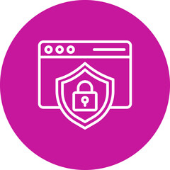 Browser Vector Line Pink Circle Icon Design