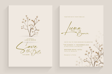 Aesthetic Wedding Invitation Template with Brown Flower Watercolor