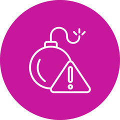 Bomb Vector Line Pink Circle Icon Design