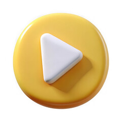 3d play button icon yellow circle isolated on transparent background