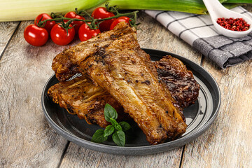 Tasty roasted pork ribs with spices