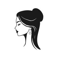 Elegant female silhouette, woman vector, beauty salon, lady face outline, stylish girl head design