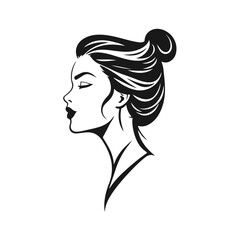 Elegant female silhouette, woman vector, beauty salon, lady face outline, stylish girl head design