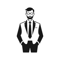 Man icon, businessman avatar vector, office worker icon, hipster face design, graphic male portrait, businessman avatar, bearded man, office worker, hipster face, male portrait