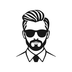 Man icon, businessman avatar vector, office worker icon, hipster face design, graphic male portrait, businessman avatar, bearded man, office worker, hipster face, male portrait