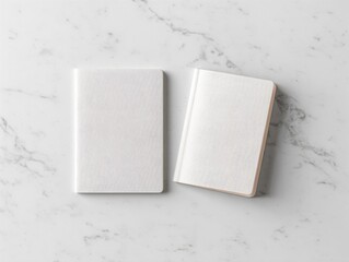 Clean white passport mockup on marble surface travel document