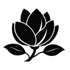 Elegant Magnolia Silhouette Black Vector Icon © MdRasel