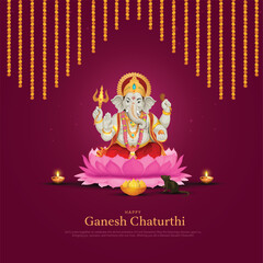 Vector illustration of lord ganpati for happy Ganesh Chaturthi festival of India. Creative celebration background design.