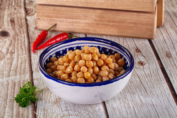 Boiled chickpea beans in the bowl