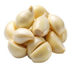 Peeled garlic cloves isolated on white background