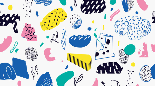 Abstract shapes scatter in random pattern minimal background design texture