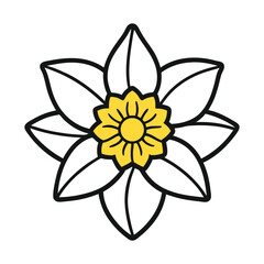 Daffodil Flower Outline – Minimal Line Art Vector Icon