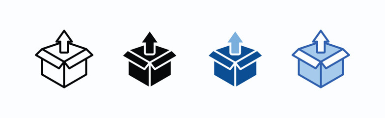 Unbox icon sheet multiple style collection isolated vector