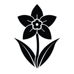 Black Daffodil Silhouette – Minimal Floral Vector Illustration