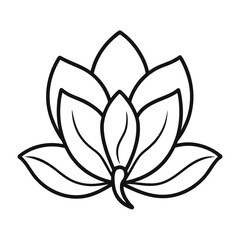 Magnolia Flower Outline – Elegant Line Art Vector Icon