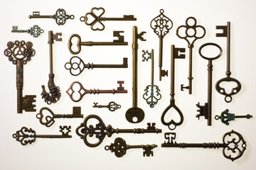 Key shaped metal mouldings creating abstract and unique patterns
