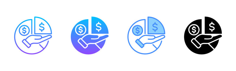 Earning Sharing Multi Style Icon Set
