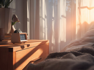 interior of a bedroom in the morning