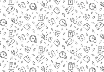   Seamless pattern with lightning bolt, Electricity bolt icon set for energy and power designs vector illustration 
