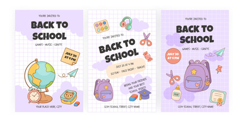 Back to school party invitation flyers for kids
