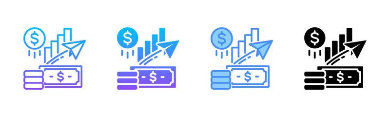 Economic Growth Multi Style Icon Set