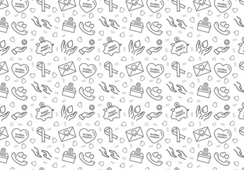  Seamless pattern with charity icon set. charity and donation icon set, Help, volunteer, donated assistance, sharing, and solidarity symbol. Solid icons vector collection.