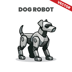 Futuristic Robot Dog Vector Illustration Sci-Fi Mechanical Canine in Chrome Style for Tech and AI-Themed Designs