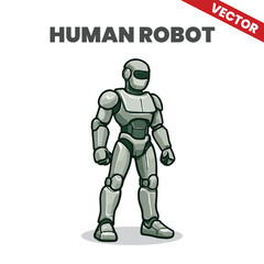 Futuristic Robot Human Vector Illustration Sci-Fi Mechanical Canine in Chrome Style for Tech and AI-Themed Designs