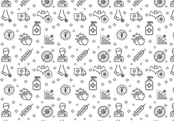 Seamless Pattern with Coronavirus Icons
