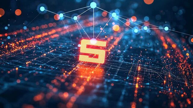 Abstract digital graphic design with glowing number 5G