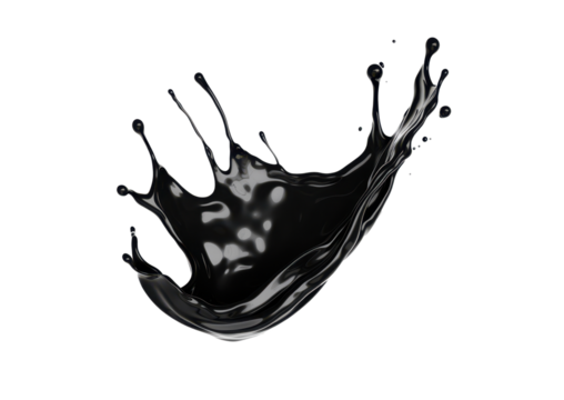 black paint or oil splash dropping isolated on white or transparent png