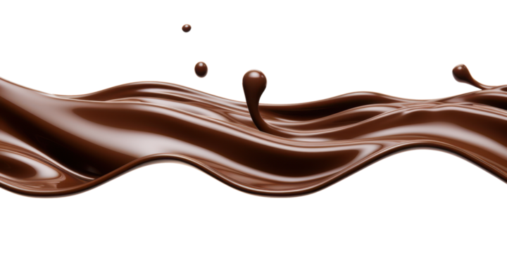 melted chocolate dripping in wave shape isolated on white or transparent png